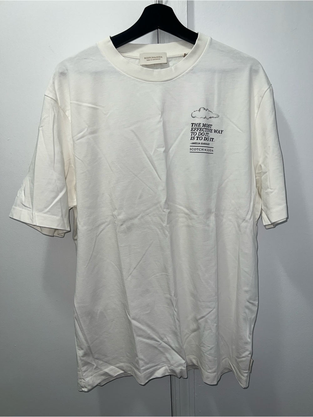 Scotch & Soda Off-White Crewneck Tee with Small Chest Print
